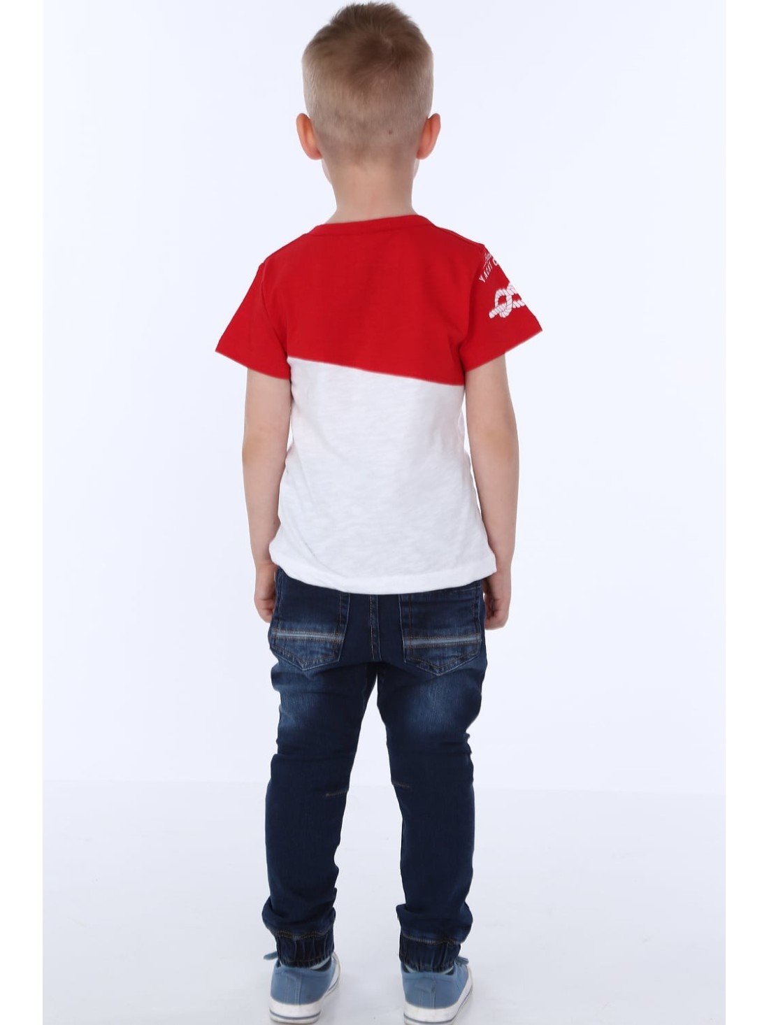 Jungen-T-Shirt mit Knopf, rot und weiß NDZ4487 – Online-Shop – Boutique